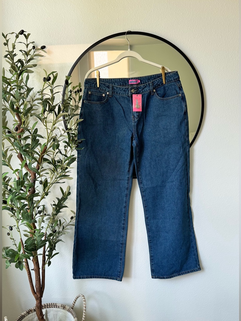 Edikted Raelynn Washed Low Rise Baggy Jeans, Blue Wash, XL